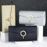 Sequined Envelope Clutch Shoulder Bag Chain Party Purse