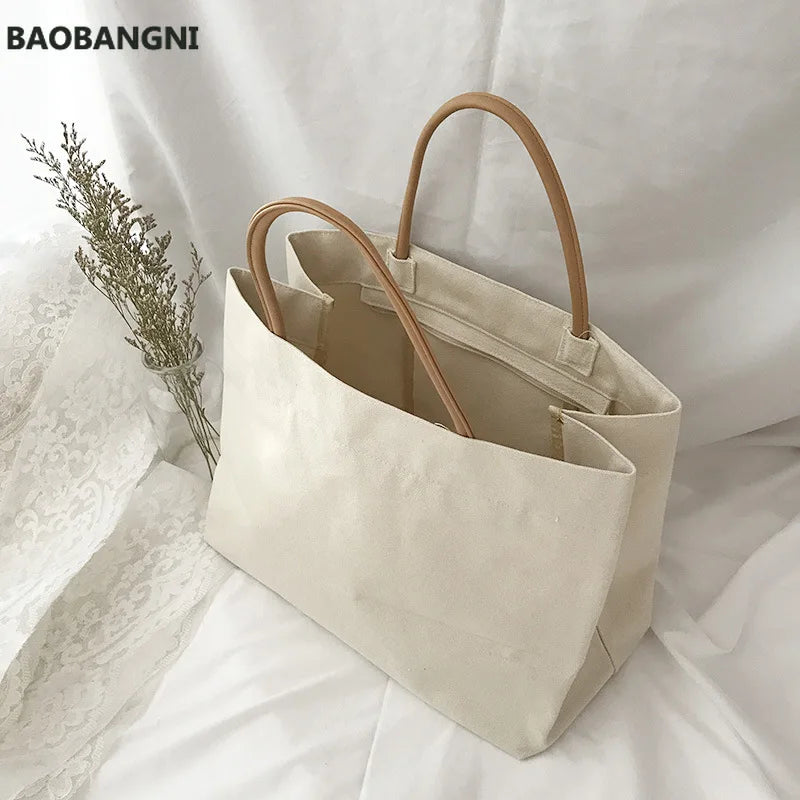 Eco-Friendly Minimalist Canvas Shoulder Handbag