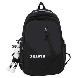 Waterproof Nylon Large School Backpack Unisex Women Shoulders Schoolbag