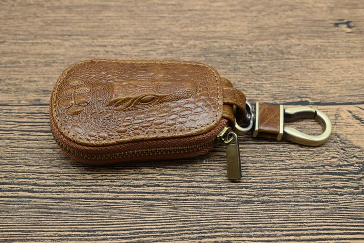 Crocodile Key Holder Wallet 100% Leather Unisex Key Organizer Bag