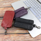 Etaofun Cowhide Zipper Wallet with Key Bag