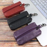 Etaofun Cowhide Zipper Wallet with Key Bag