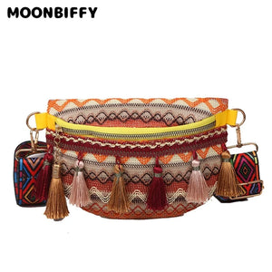 Ethnic Style Chest Bag with Tassel Decoration