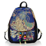 Ethnic Embroidery Women's Bag Canvas Backpack Schoolbag