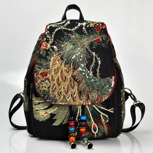 Ethnic Embroidery Women's Bag Canvas Backpack Schoolbag