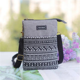Ethnic Style Large Screen Women Mobile Phone Bag Canvas Multi-layer