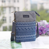 Ethnic Style Large Screen Women Mobile Phone Bag Canvas Multi-layer