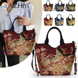 Ethnic Style Peafowl Embroidery Canvas Shoulder Bag
