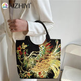 Ethnic Style Peafowl Embroidery Canvas Shoulder Bag