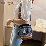 Ethnic Style Women Wide Strap Shoulder Crossbody Bucket Bag