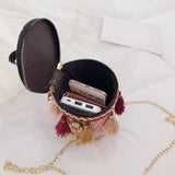 Ethnic Tassel Shoulder Messenger Handbags PU Leather Weaving Women Casual Small