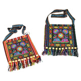 Ethnic Tribal Embroidered Shoulder Bag Zipper Closure Tassel Bags