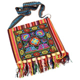 Ethnic Tribal Embroidered Shoulder Bag Zipper Closure Tassel Bags