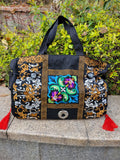 Ethnic Embroidered Canvas Crossbody Shoulder Bag with Tassel