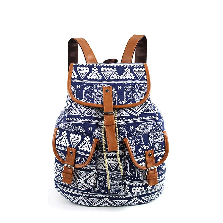 Ethnic School Bags Printing Backpack Women Travel Bag