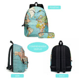 Europe & America Map School Bags for Girls Waterproof Bookbag