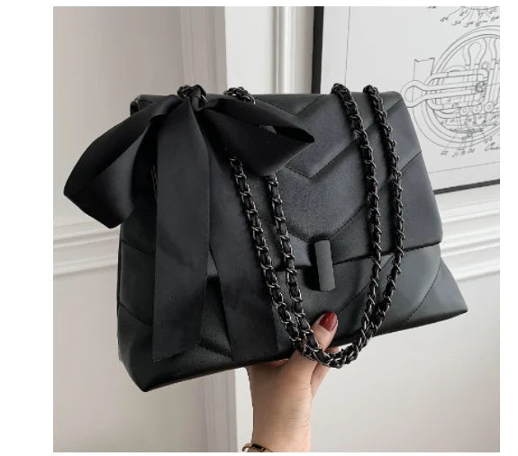 Bow Knot Tote Bag Women's Shoulder - Autumn Winter European and American Style
