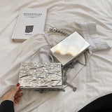 European Brands Hard Box Bag Chain Lady Tote Ins Women Ice Crack