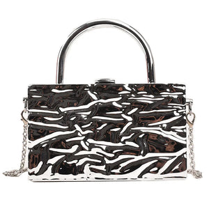 European Brands Hard Box Bag Chain Lady Tote Ins Women Ice Crack