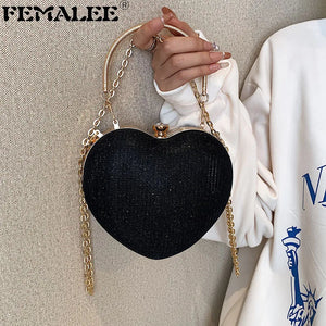 Heart Shaped Evening Clutch Diamonds Wedding Tote Bag