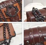 European Style Square PU Leather Handbag with Chain Shoulder Strap