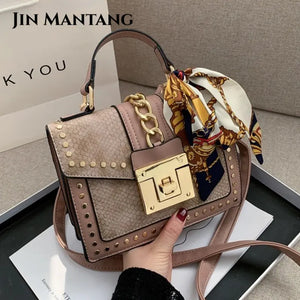 European Style Women's Square Bag Rivet Shoulder Handbag