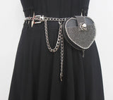 Mini Heart Waist Pack Rhinestone Chain Bag Lipstick Fanny Pack