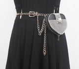 Mini Heart Waist Pack Rhinestone Chain Bag Lipstick Fanny Pack