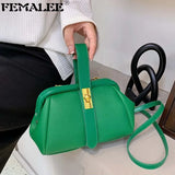 European Lock Cloud Clip Clutch Lychee Pattern Purse