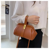 European Lock Cloud Clip Clutch Lychee Pattern Purse