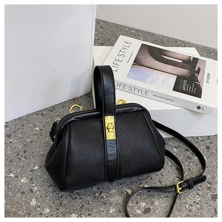 European Lock Cloud Clip Clutch Lychee Pattern Purse