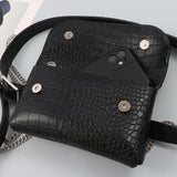 Mini Phone Waist Pack Women Chain Decorated Fanny Pack PU Leather Belt