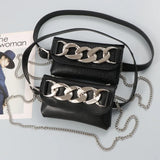 Mini Phone Waist Pack Women Chain Decorated Fanny Pack PU Leather Belt