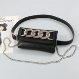Mini Phone Waist Pack Women Chain Decorated Fanny Pack PU Leather Belt