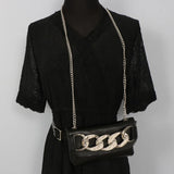 Mini Phone Waist Pack Women Chain Decorated Fanny Pack PU Leather Belt