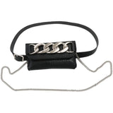 Mini Phone Waist Pack Women Chain Decorated Fanny Pack PU Leather Belt