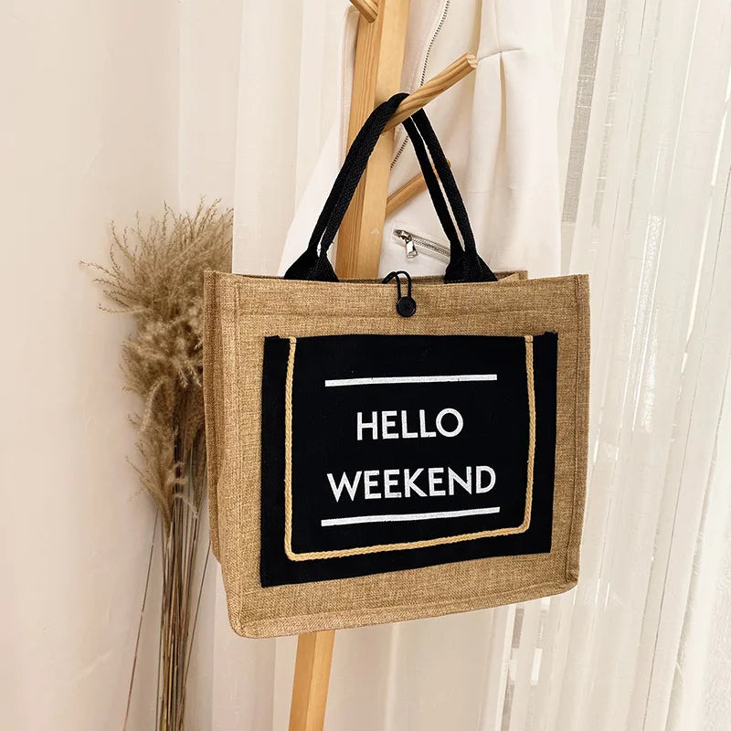 European Style Linen Cotton Tote Handbags Women Large Capacity