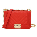 European Style Women's Shoulder Bag Stripes Lock Chain Large Capacity