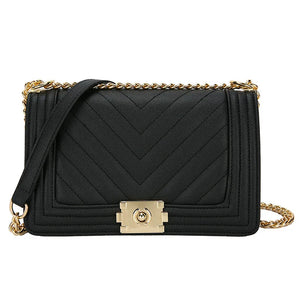 European Style Women's Shoulder Bag Stripes Lock Chain Large Capacity
