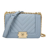 European Style Women's Shoulder Bag Stripes Lock Chain Large Capacity