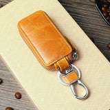 European Vintage Leather Key Holder Zipper Key Bag