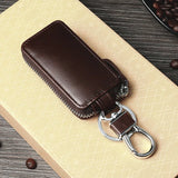 European Vintage Leather Key Holder Zipper Key Bag