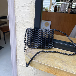 Resin Beaded Knit Flap Bag Hollow Out Crossbody Phone Bag