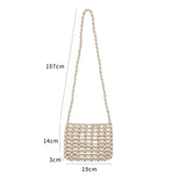 Resin Beaded Knit Flap Bag Hollow Out Crossbody Phone Bag
