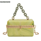 Retro Acrylic Box Bag with Chain One-shoulder Messenger Handbags