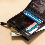 European American Retro Cowhide Men's Wallet RFID Short Wallet