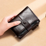 European American Retro Cowhide Men's Wallet RFID Short Wallet