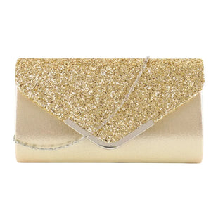 Sequins PU Leather Clutch Bag Magnetic Buckle Glitter Party Dinner