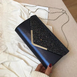 Sequins PU Leather Clutch Bag Magnetic Buckle Glitter Party Dinner