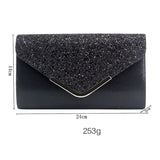 Sequins PU Leather Clutch Bag Magnetic Buckle Glitter Party Dinner